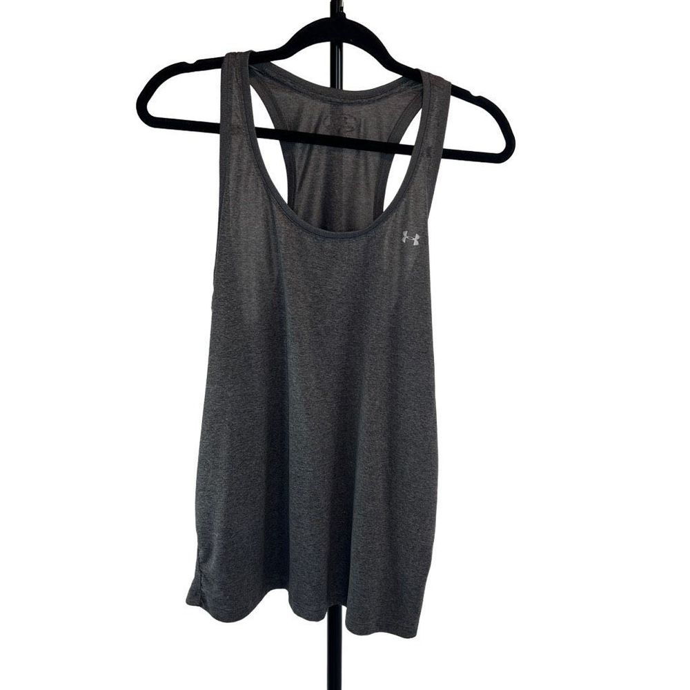 Under Armour Women's Tech Solid Tank Top Carbon Heather/Metallic Silver Large